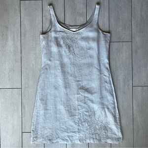 Eileen Fisher Slip Dress Size 8 Gray Linen Sequin Sleeveless Handkerchief Lined